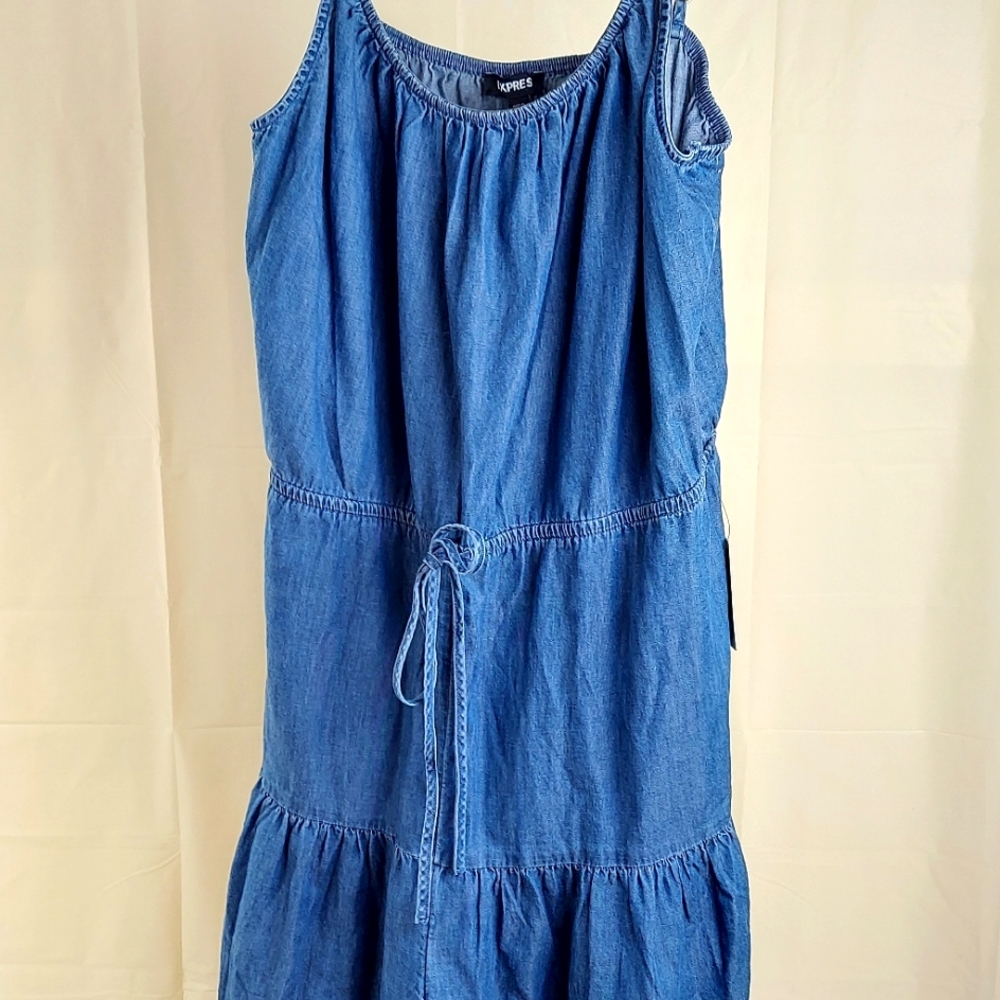 Denim Dress Express Size Medium Spaghetti Straps